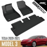 3D Maxpider Kagu Black Tesla Model 3 All Weather Floor Mats Liners 2020-2021